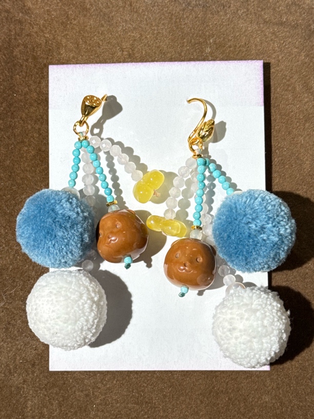 蜜蜡琥珀桂花耳坠