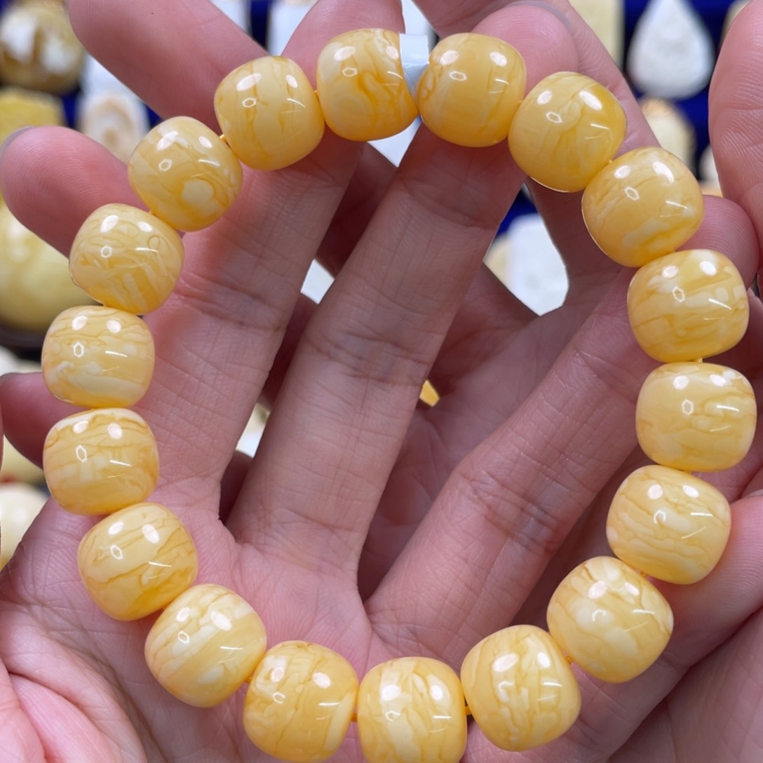 蜜蜡裸石未镶嵌琥珀蜜蜡手串卡12mm