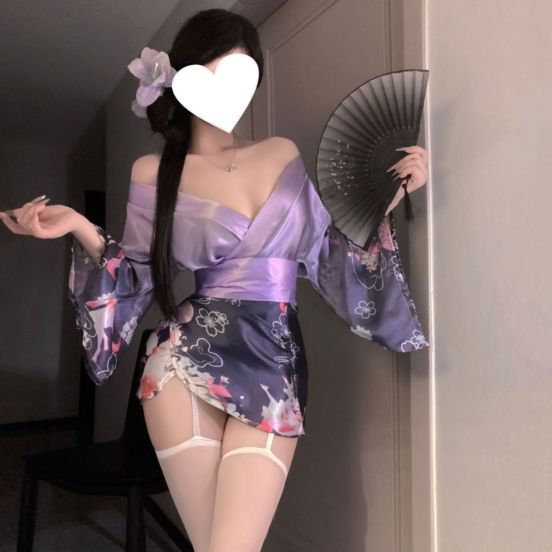 【80-120斤】性感深V花间狐梦二次元开襟日系和服制服套装性感睡衣