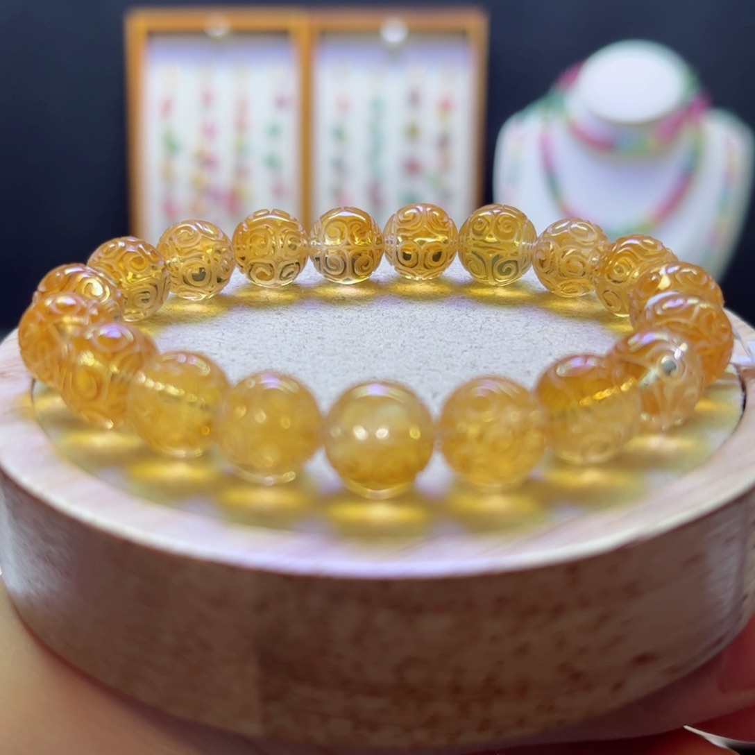 A***e未镶嵌珠宝半成品水晶黄水晶10mm