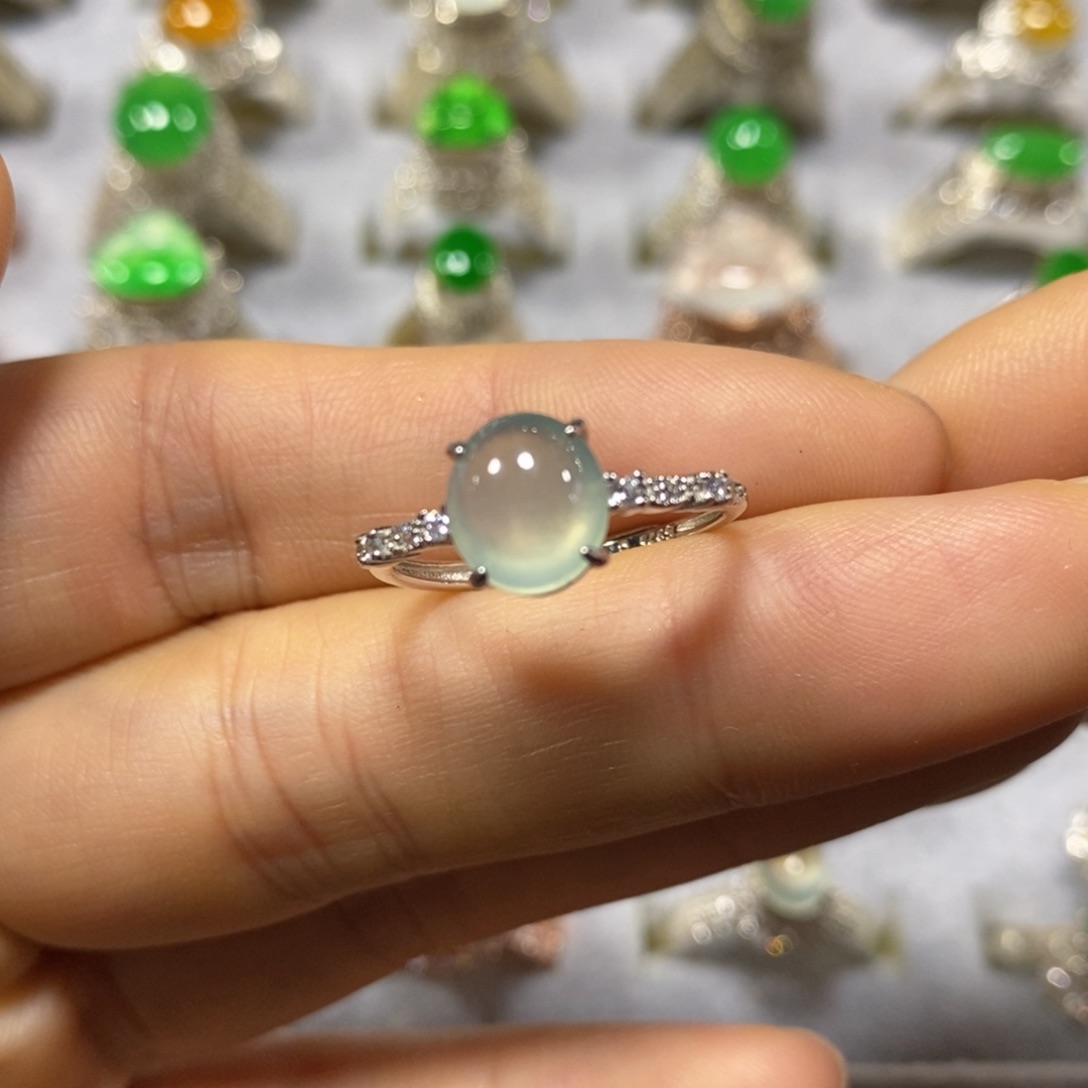 银S925镶嵌戒指翡翠戒指