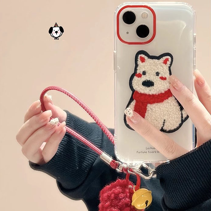 西高地刺绣适用苹果手机壳华为vivo小米荣耀oppo红米可爱全包软壳