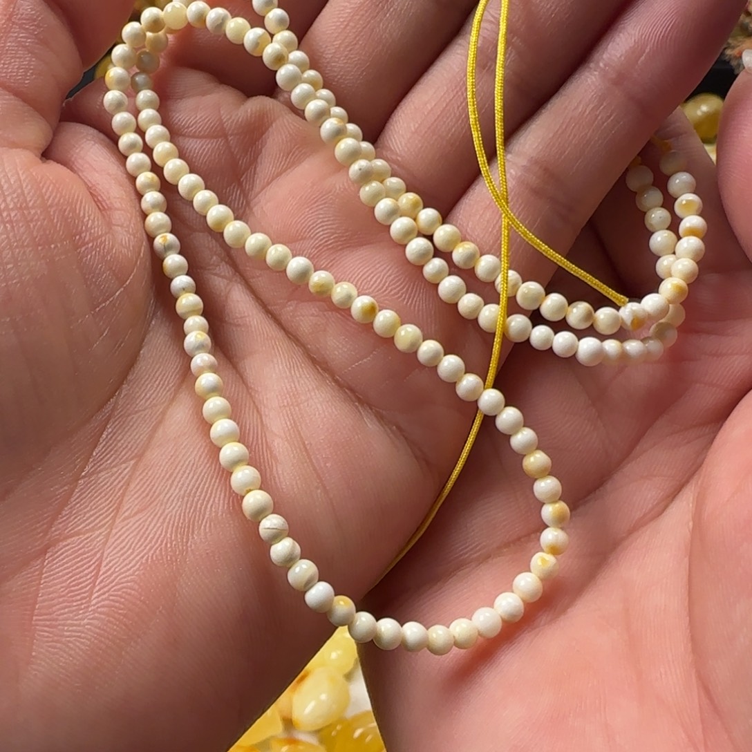 清***月蜜蜡未镶嵌颈饰白蜡小米珠