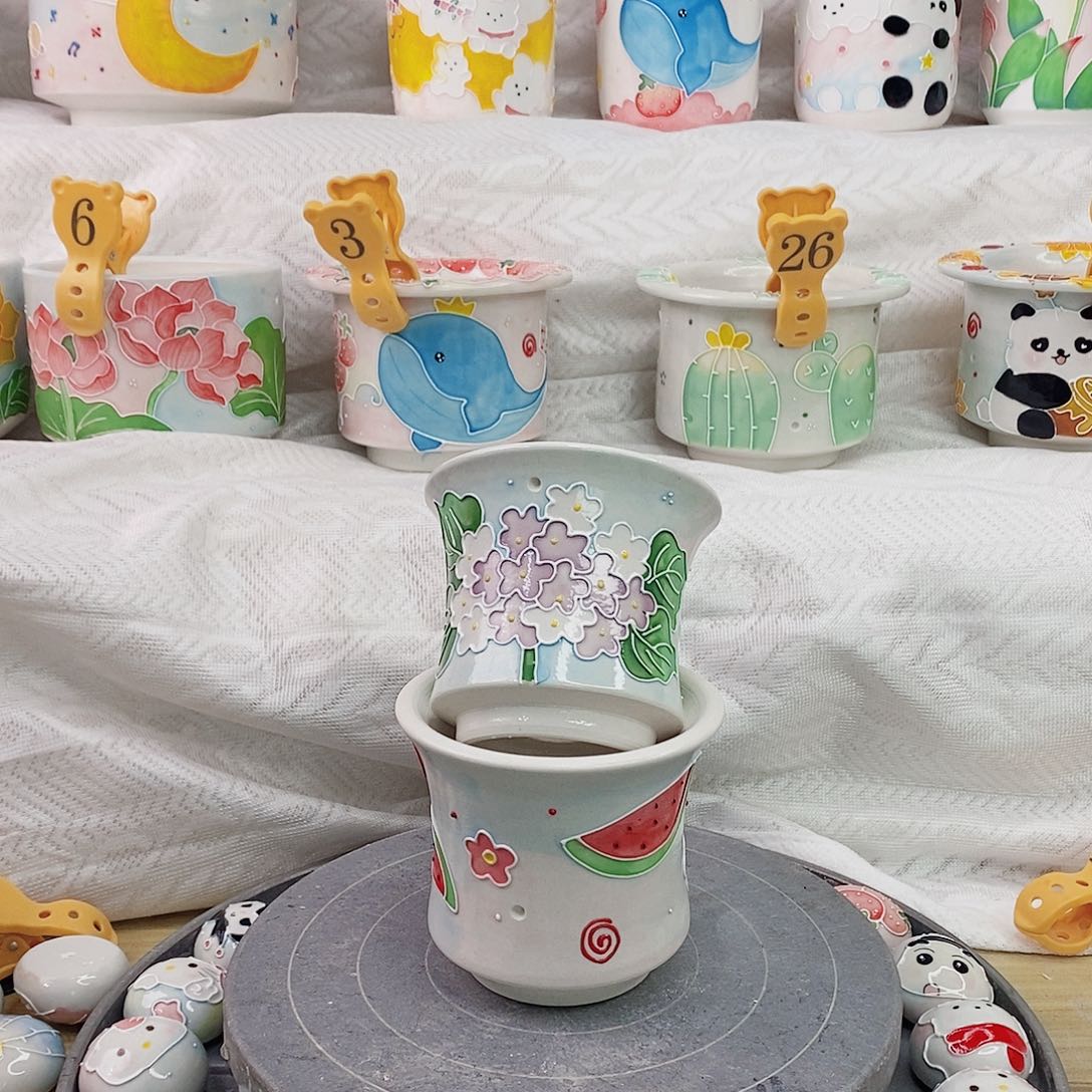 手绘手工制作陶瓷01花盆