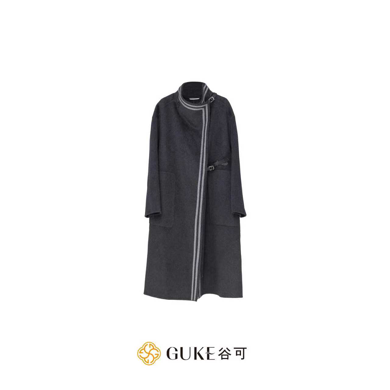 GKE/谷可TS001秋冬款气质高级感长款羊毛毛呢大衣随性慵懒外套女