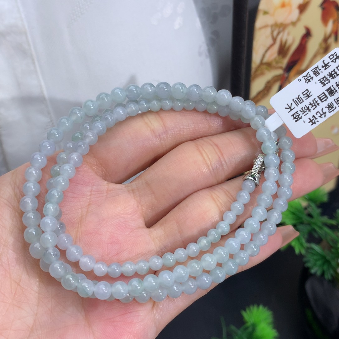 翡翠手链未镶嵌卡3.9-4.4冰胶蓝项链