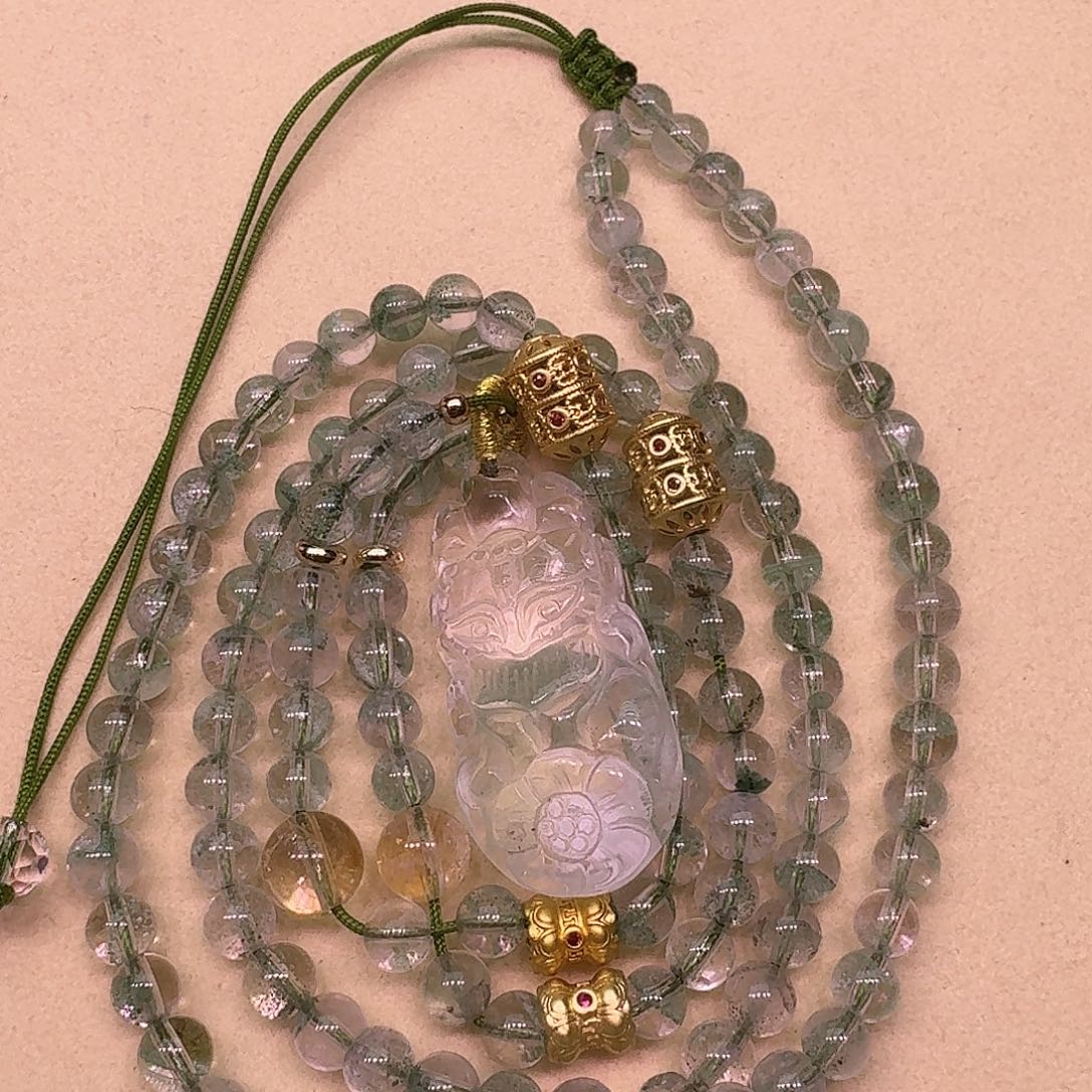 水晶颈饰未镶嵌天然水晶狐狐吊坠