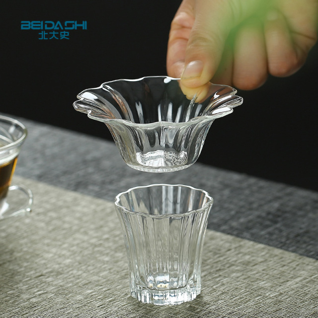 北大史玻璃茶漏 玻璃一体茶滤 公道杯滤网激光打孔功夫茶具配件