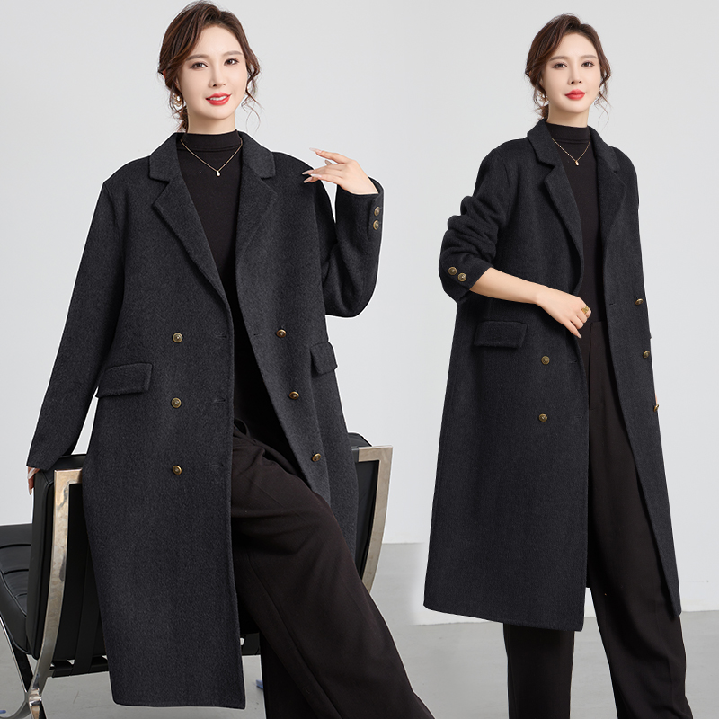 羊毛大衣外套女2025秋冬新款韩版宽松大码百搭羊毛大衣5805