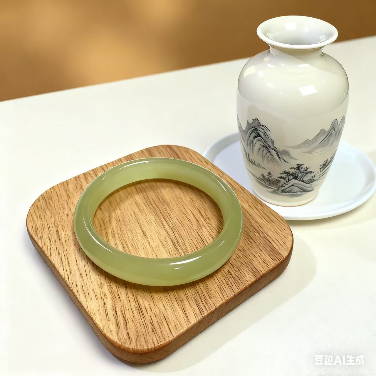（新人福利）精品时尚正宽冰黄气质款手摆镯件！