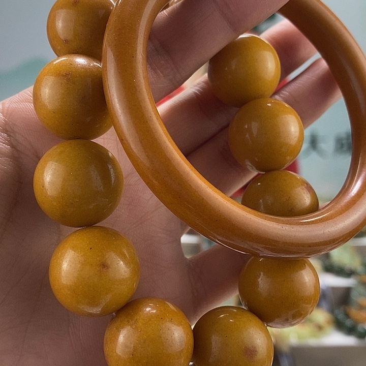 蛇纹石玉手镯，2.0手串未镶嵌