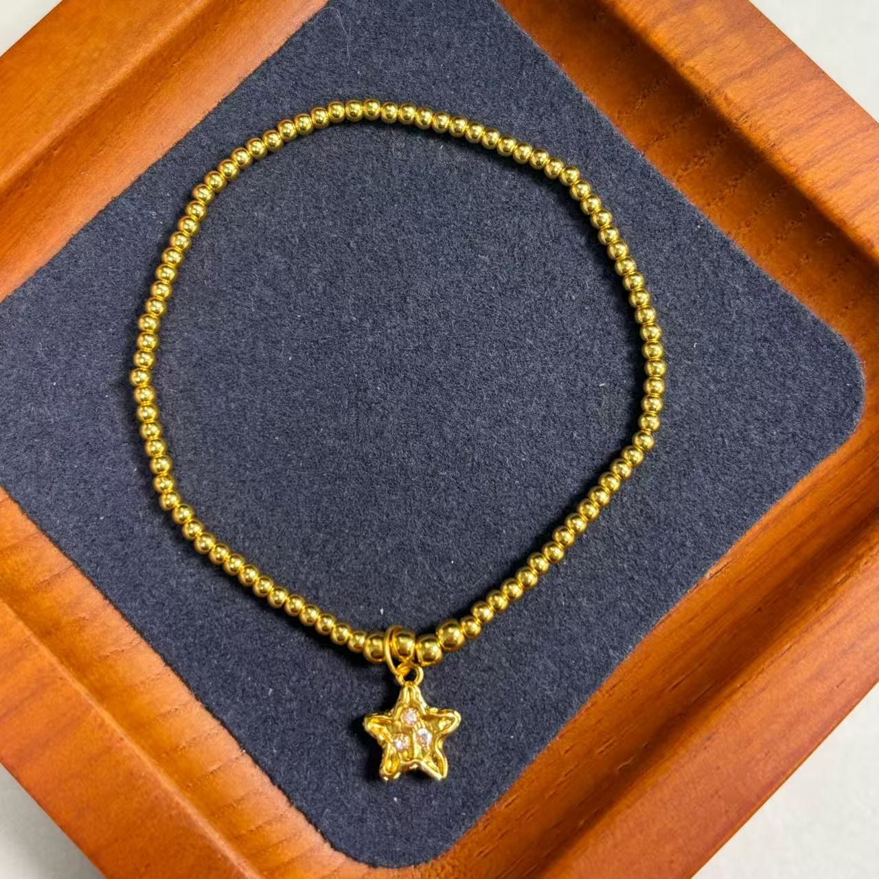 足金999卡2m金珠星星手串WH1295