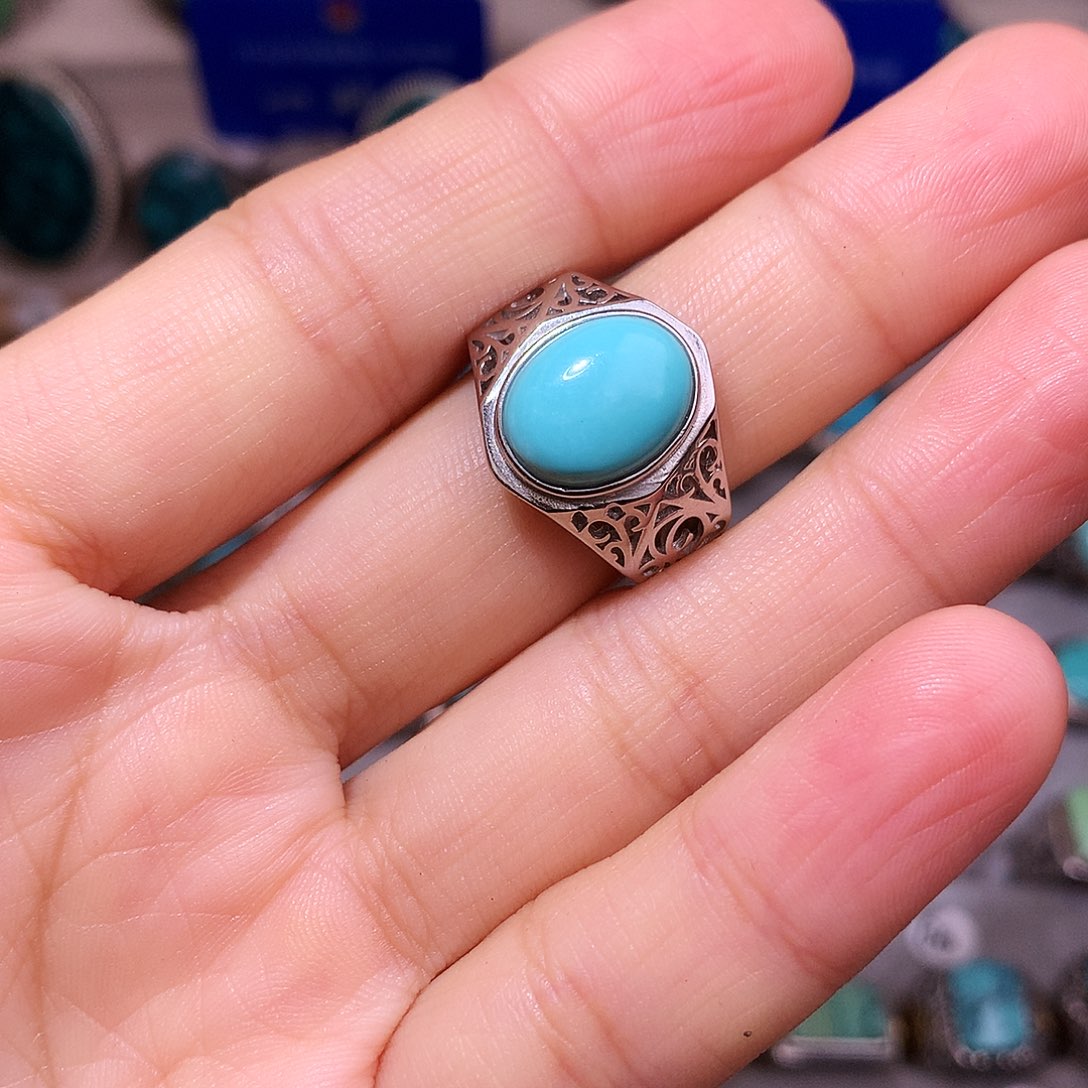 绿松石挂件银S925镶嵌