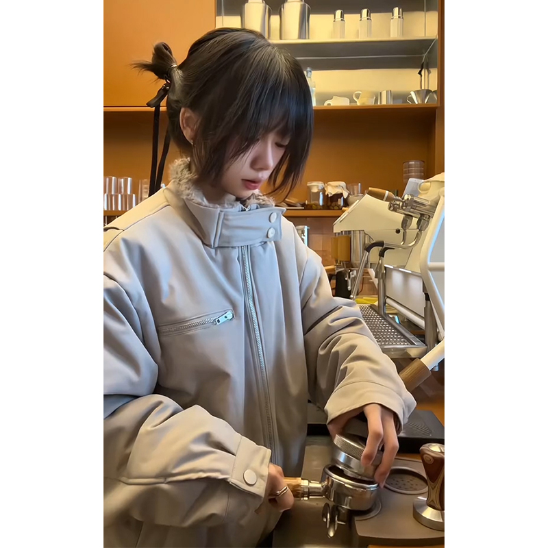 MANUSCRIPT毛领哈灵顿夹克棉服男冬季保暖美式bomber短款棉衣外套