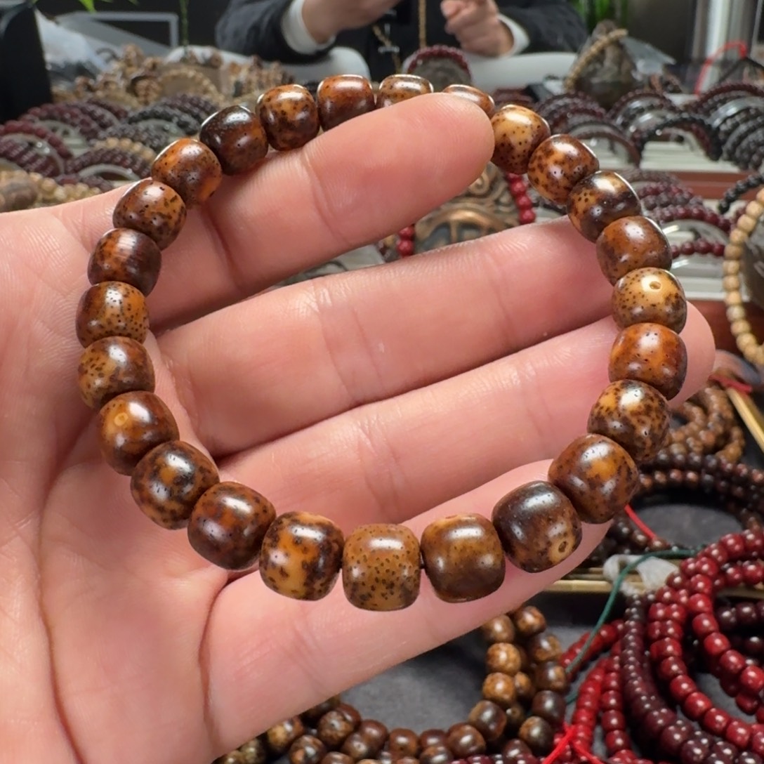 星月菩提把件原生态陈化老油料9*10虎皮玉化手串