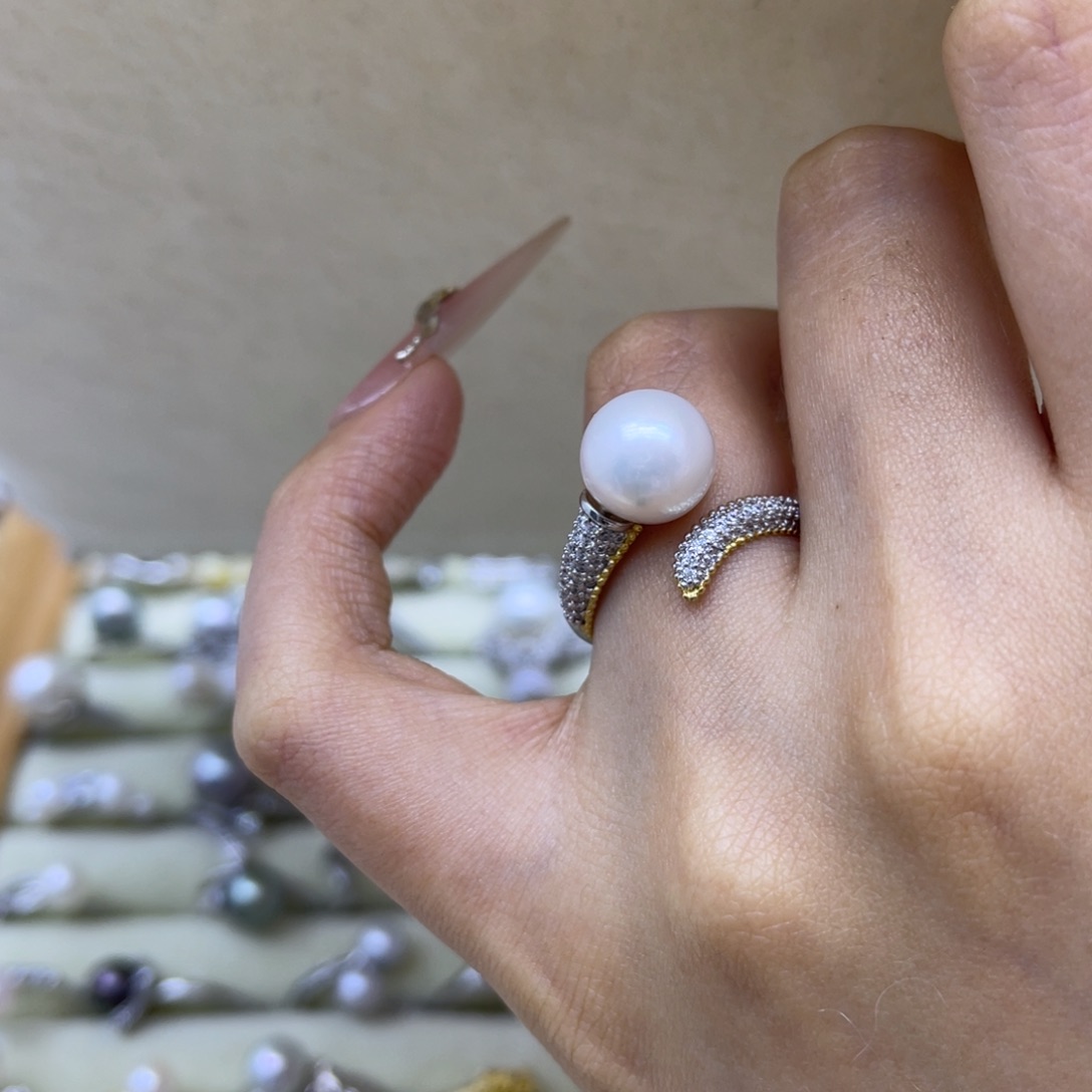 戒指淡水珍珠银S925镶嵌