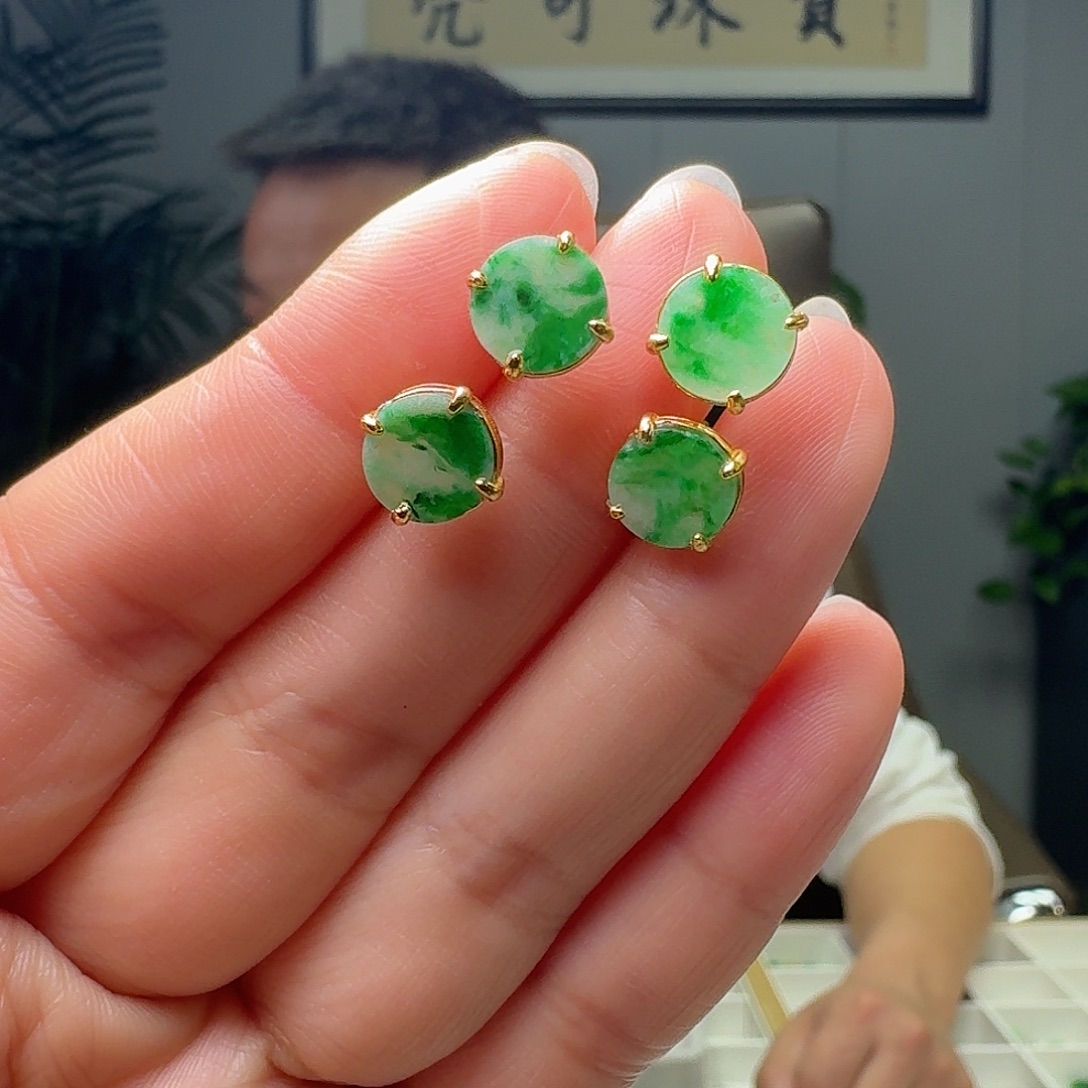 翡翠银S925镶嵌耳饰多样性发货其一