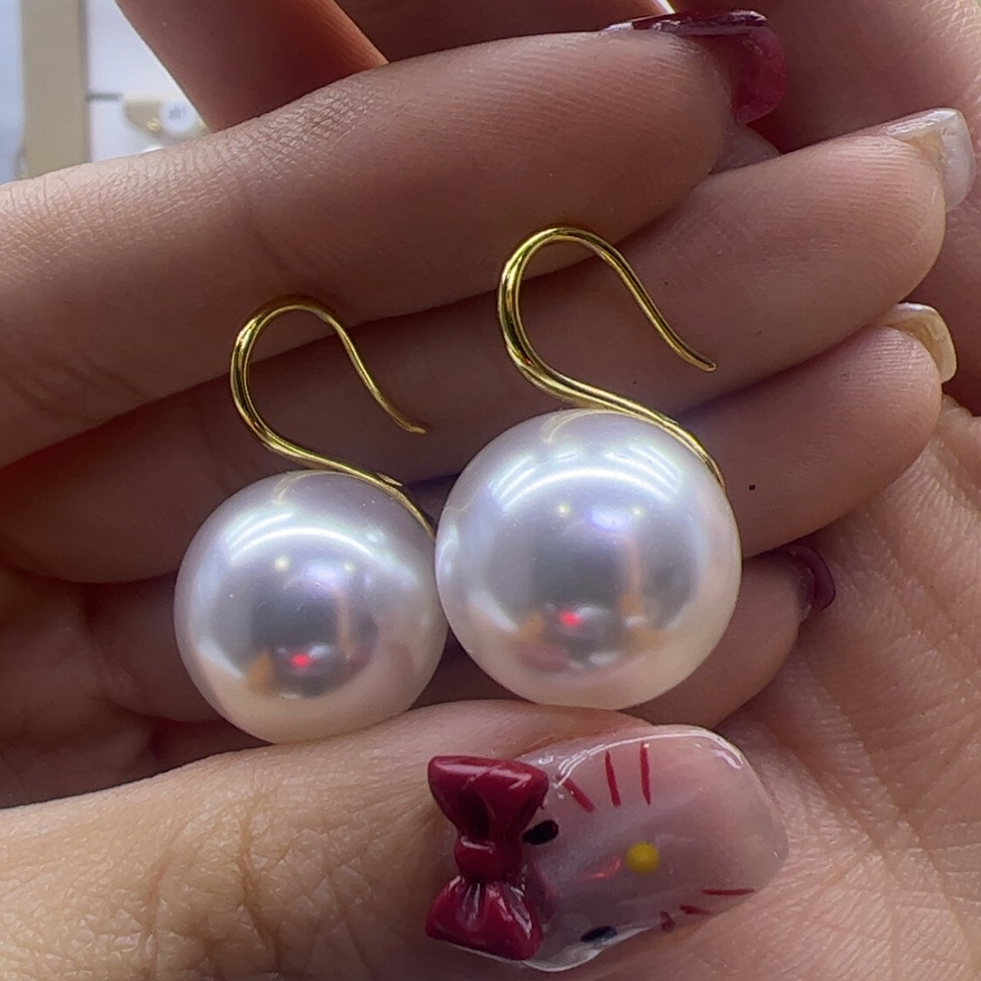 淡水珍珠耳饰18K金镶嵌