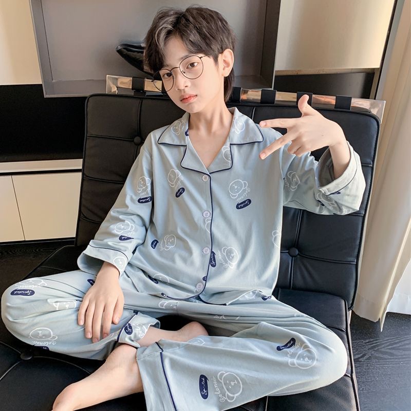 2025年秋冬新款棉柔吸汗透气家居服套装长袖春秋亲子装中大童睡衣