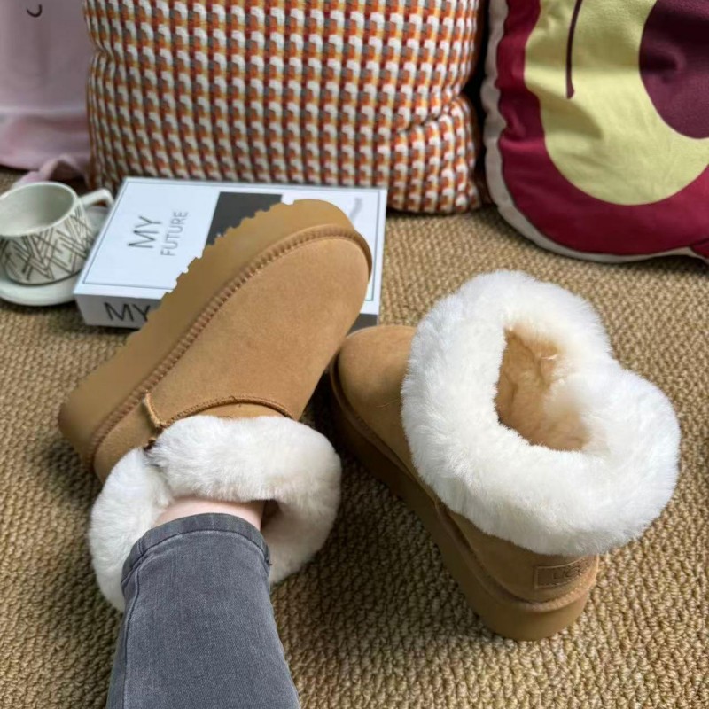 透气时尚雪地靴胶粘INS风中筒牛角拼色保暖短筒冬季