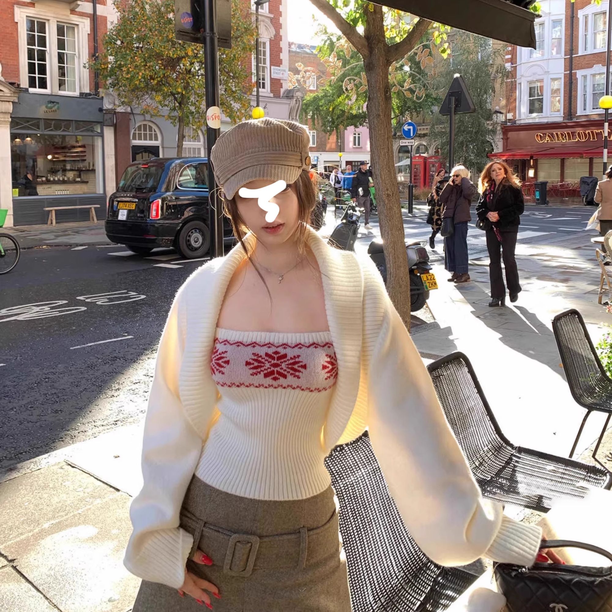 【雾岛观雪】6-8米运补 毛衣罩衫吊带针织两件套女冬