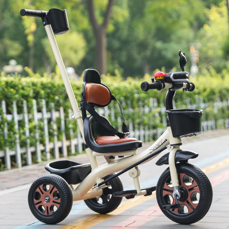 新款2-6岁宝宝三轮车1-3岁幼儿手推车脚踏车推骑两用轻便滑行童车