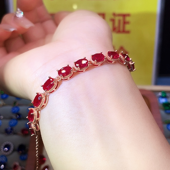 手链银S925镶嵌红宝石