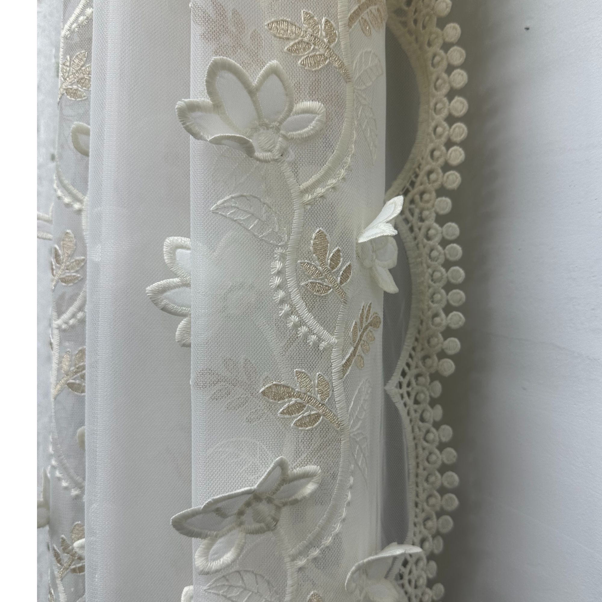 高端新款绣花加厚花朵浮雕款美式卧室高档窗帘侧边纱