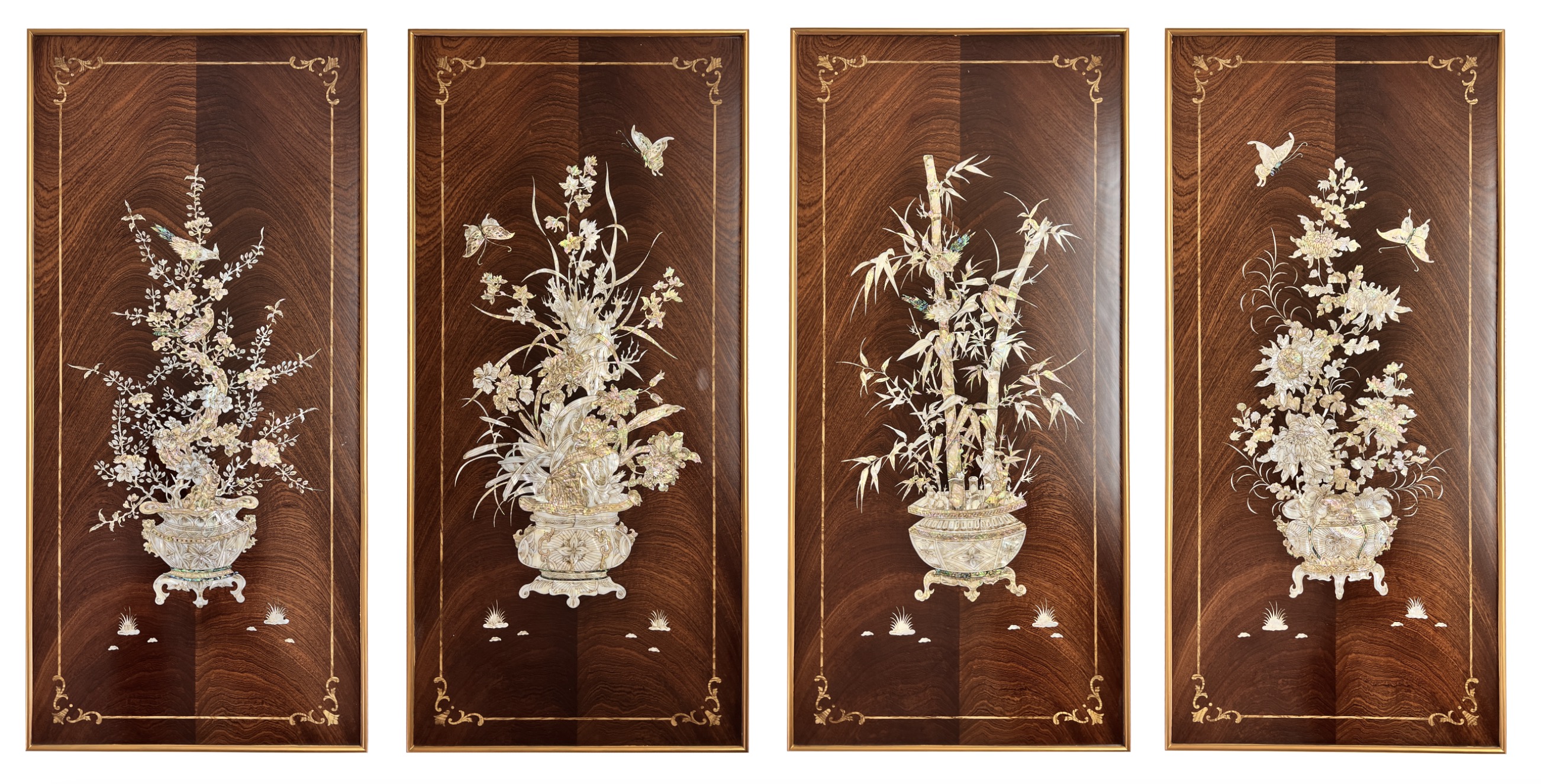 英式亚历山大  装饰画  梅兰竹菊 Y01-Z001   40*87    一套