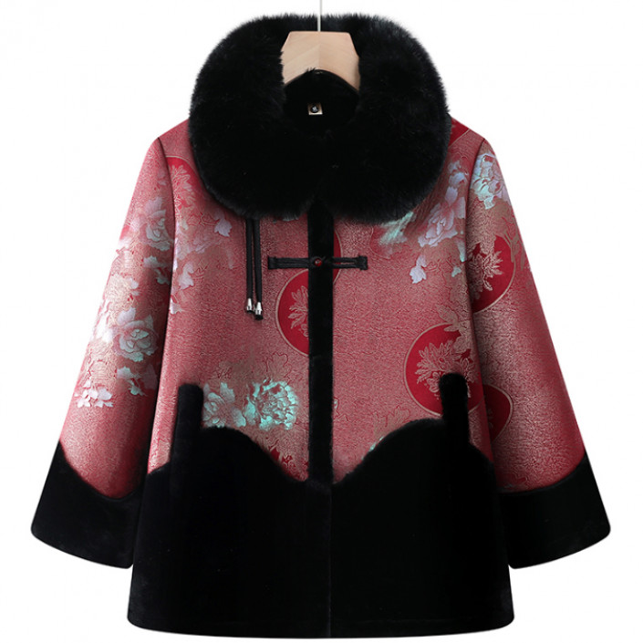 11994-妈妈装冬季加绒保暖洋气大毛领棉衣外套棉衣女【B仓】