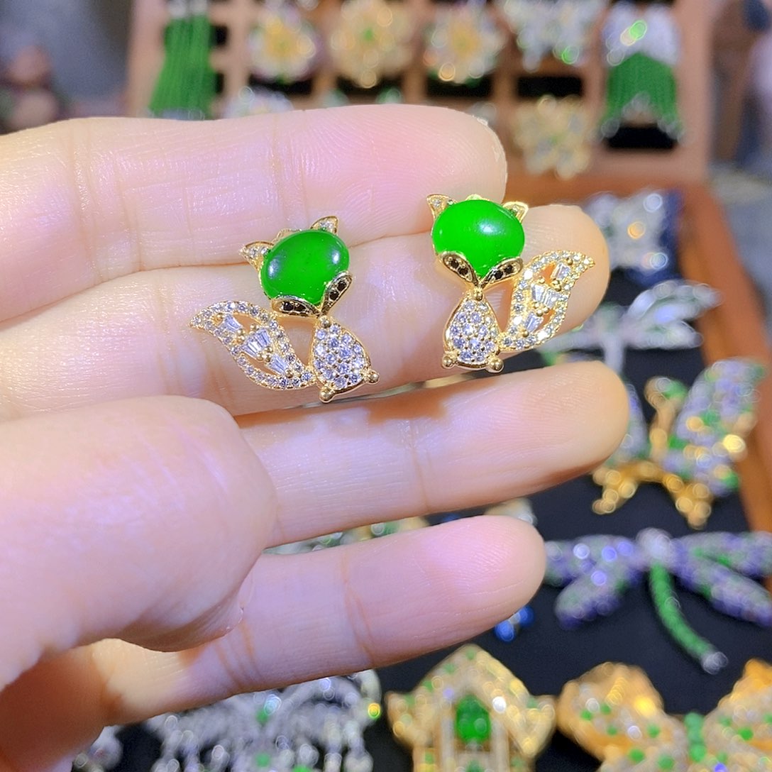 吊坠(不含链)银S925镶嵌翡翠