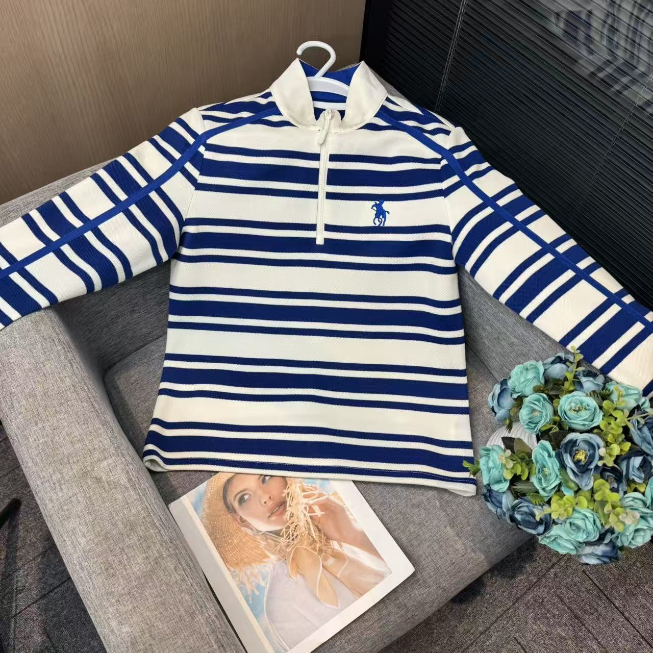 早秋新款时尚舒适轻柔螺纹拼色女款长袖-G50774