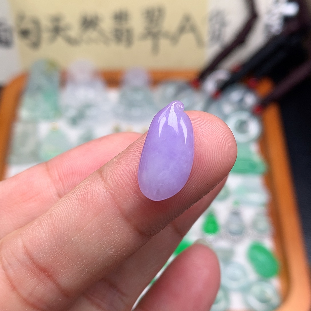 翡翠裸石缅甸天然A货翡翠冰种紫瓜