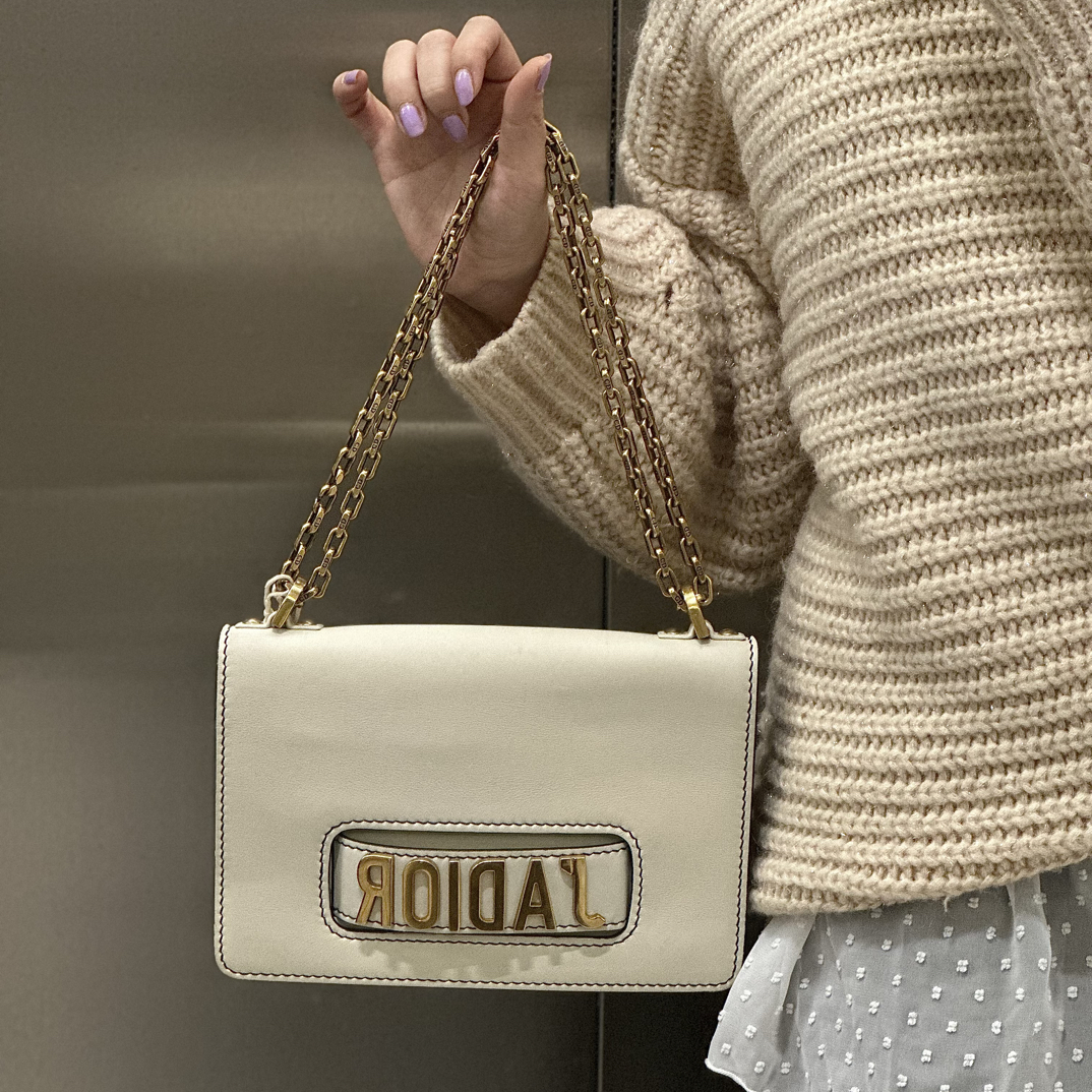 99新 DIOR/迪奥 白金jadior链条单肩包