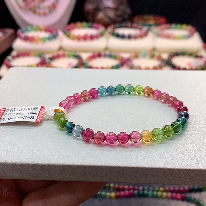碧玺手链未镶嵌彩虹手串5.8mm