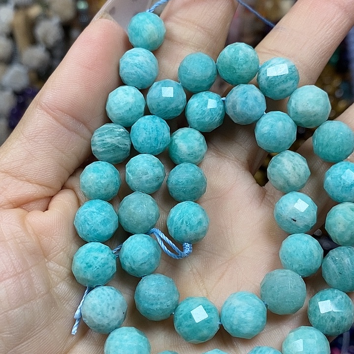 玛瑙/玉髓未镶嵌珠宝半成品天然天河石切面卡10mm