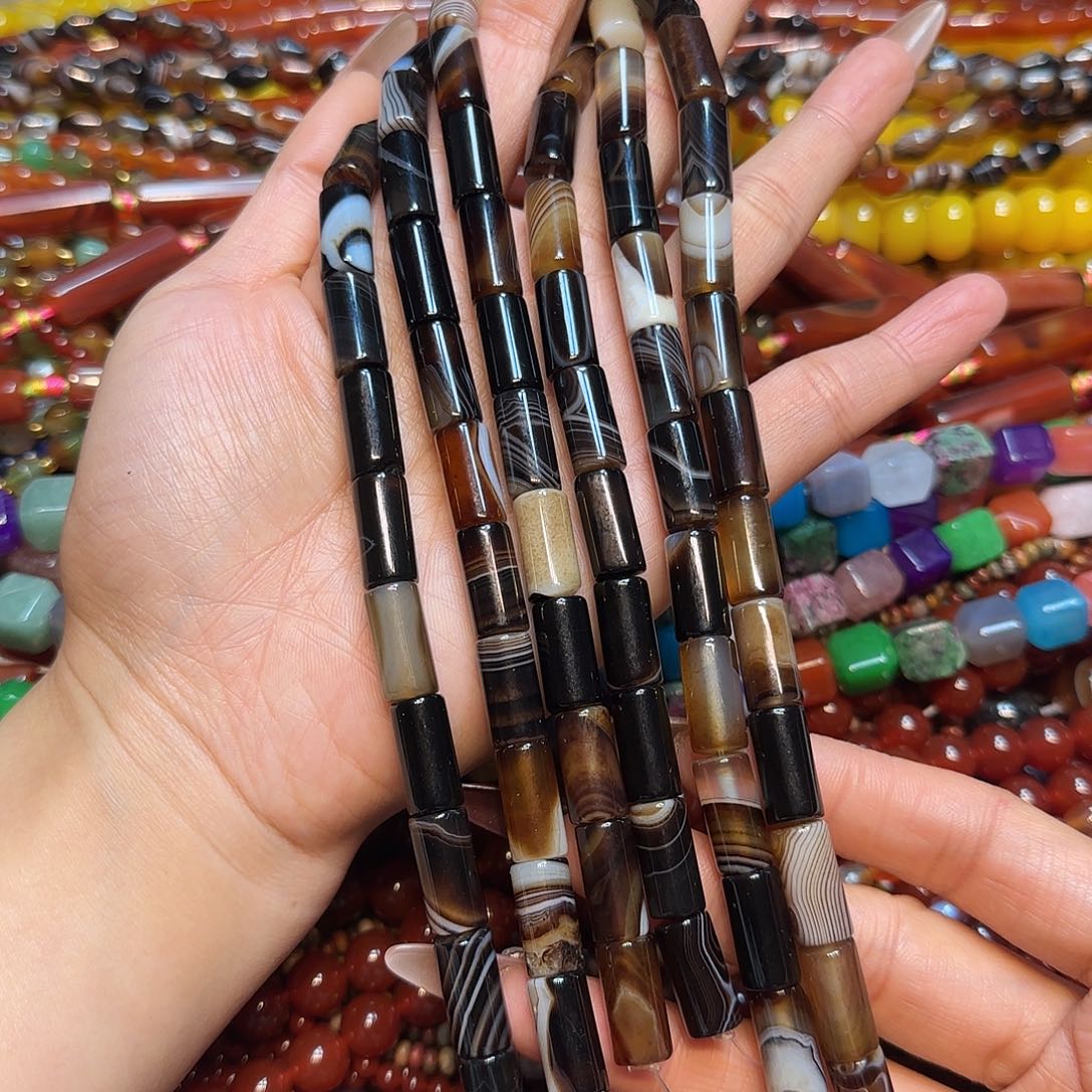 玛瑙/玉髓未镶嵌珠宝半成品8✖️20mm美拉德玛瑙管一条