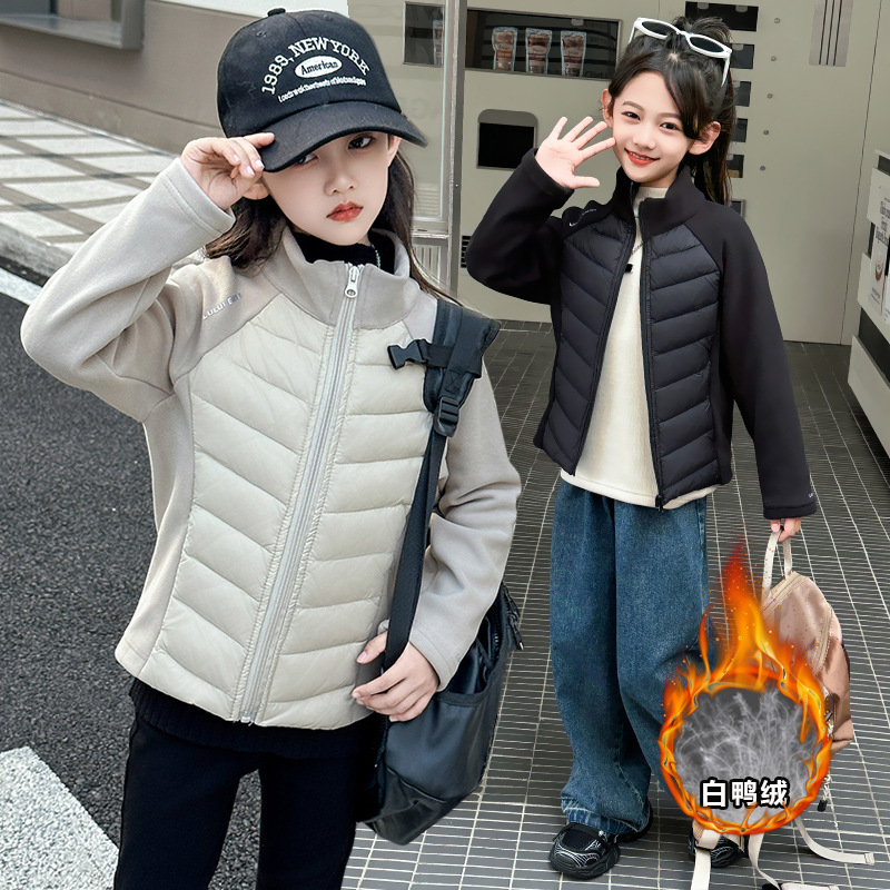 儿童轻薄羽绒服内胆校服神器2025男童保暖内搭中大童女童冬装上衣