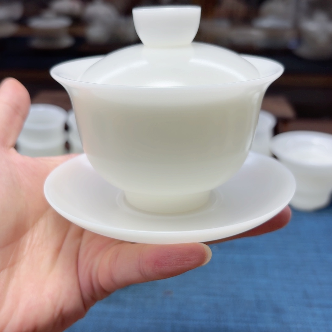 素烧璞玉冰种玉瓷茶具