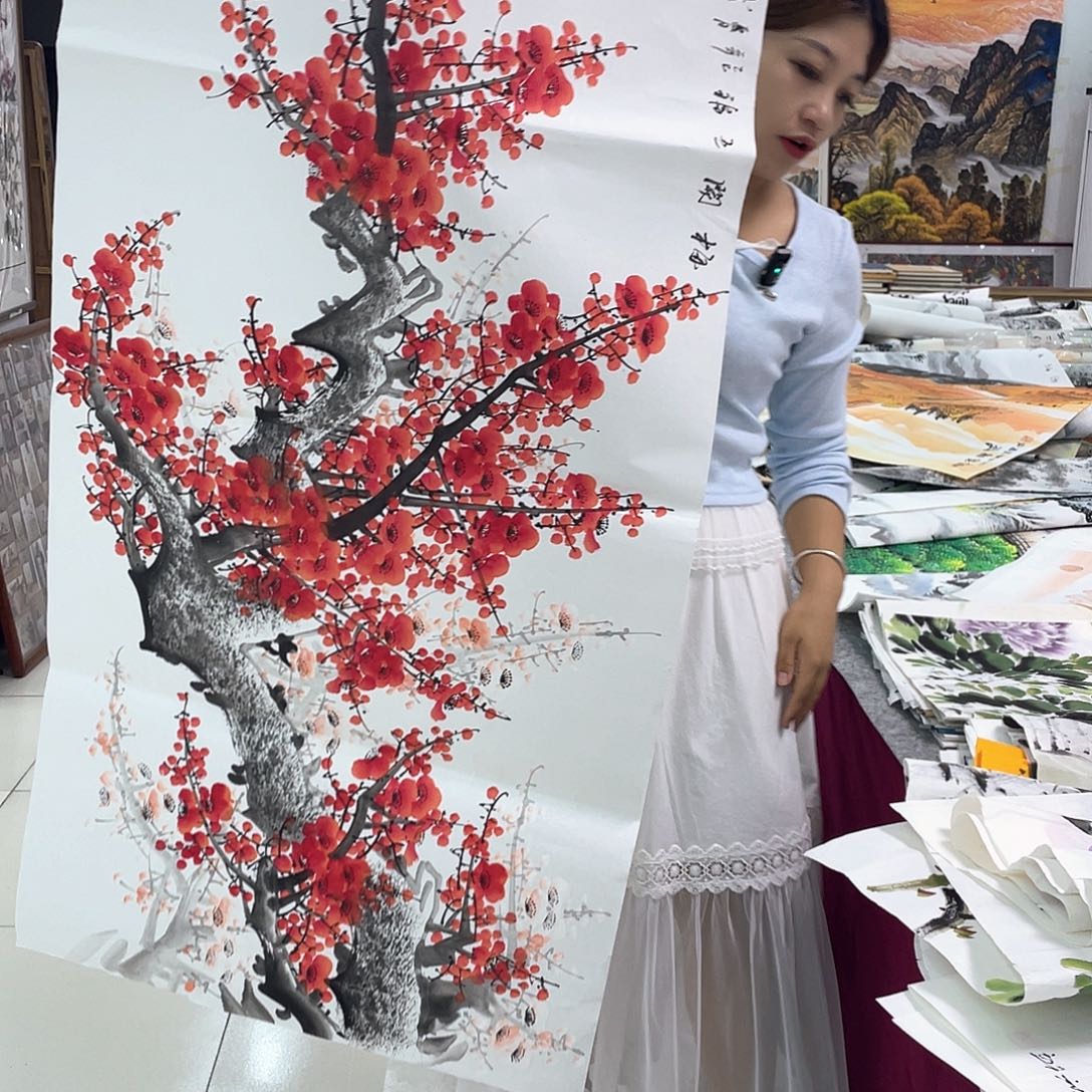 国画纯手绘的花鸟山水