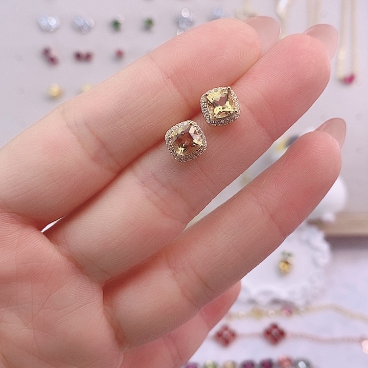 水晶耳饰银S925镶嵌耳饰