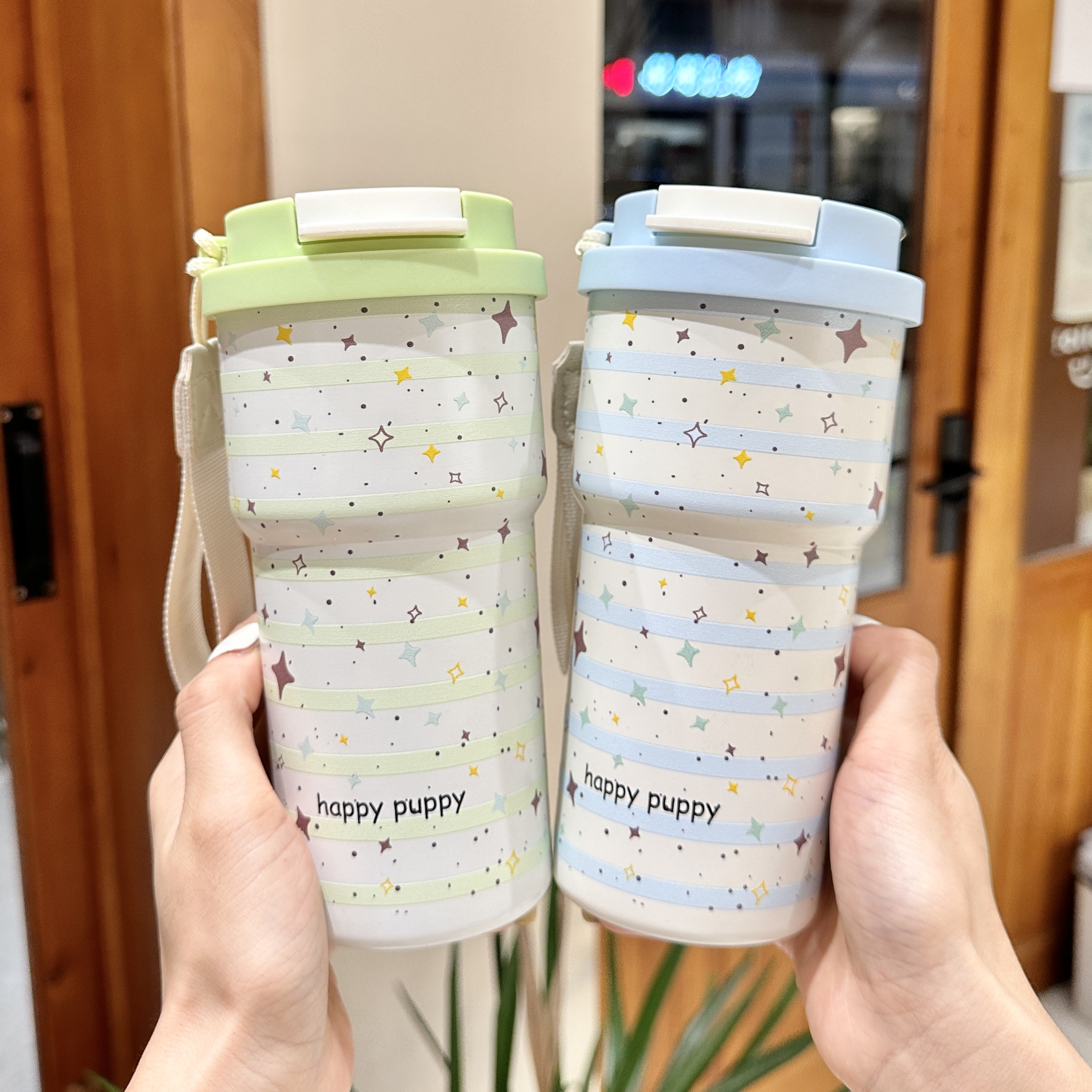 陶瓷内胆保温杯大容量咖啡杯女生高颜值2025新款保冷带吸管水杯子