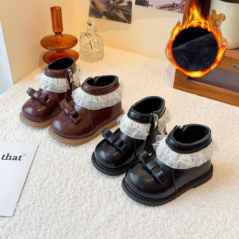 儿童加绒二棉2025冬季新款男女童洋气百搭软底防滑耐磨户外棉鞋子