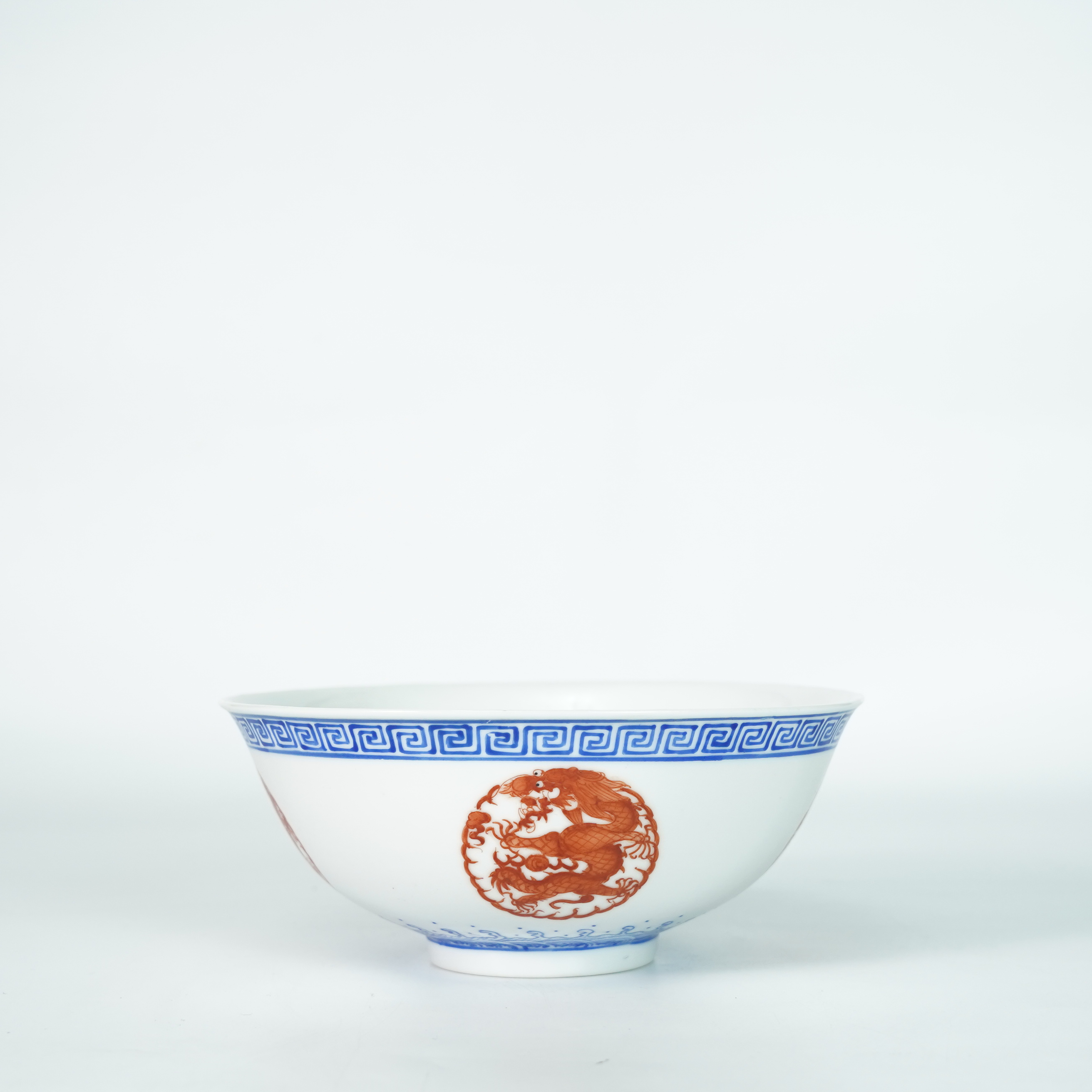 LABC250929116【十竹斋】清光绪蓝料彩矾红团龙纹碗大清光绪年制款