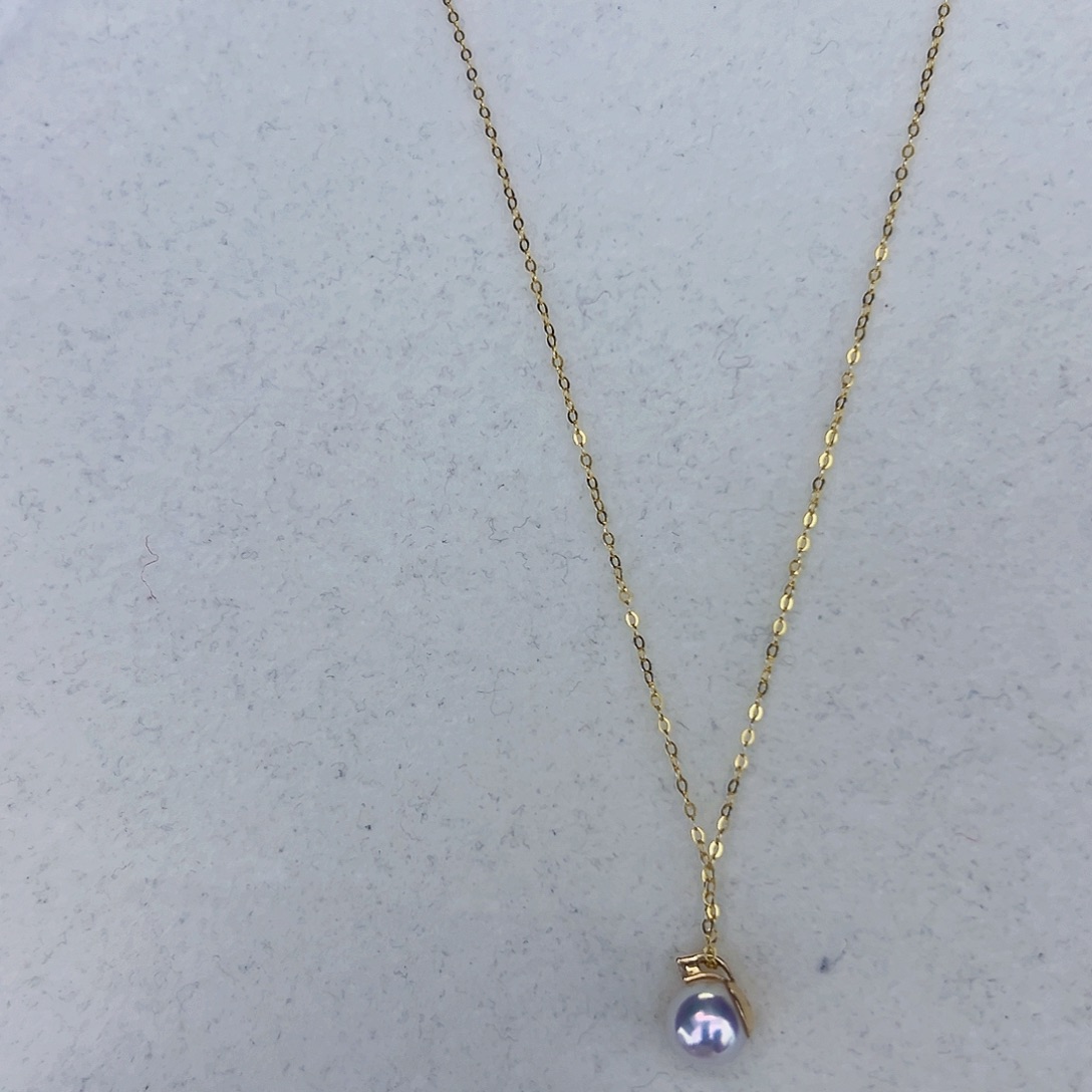 海水珍珠海水akoya王妃吊坠7-8mm18K金镶嵌