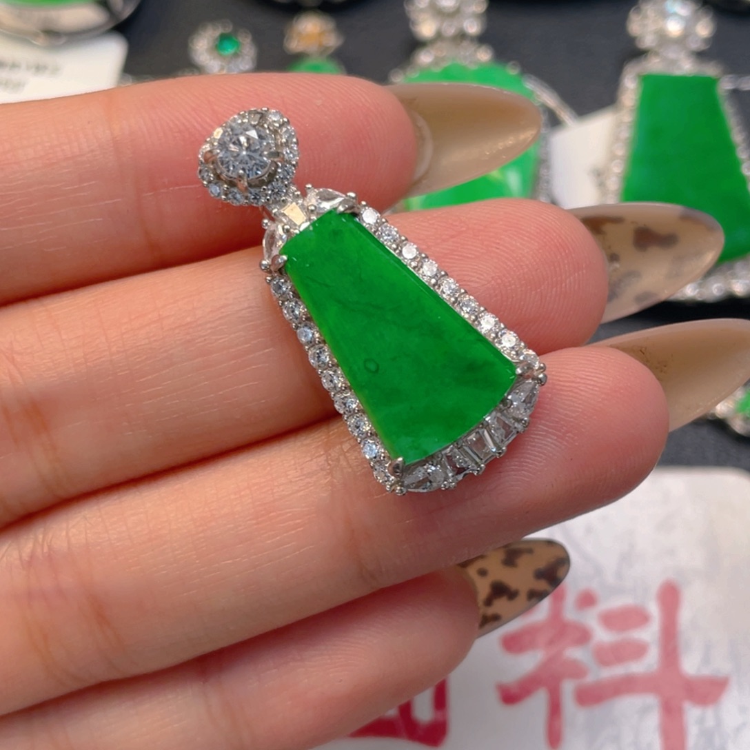 翡翠银S925镶嵌吊坠(不含链)