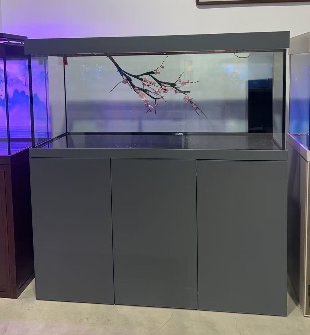 鱼妃妃 轻奢平板门龙鱼缸底部过程鱼缸