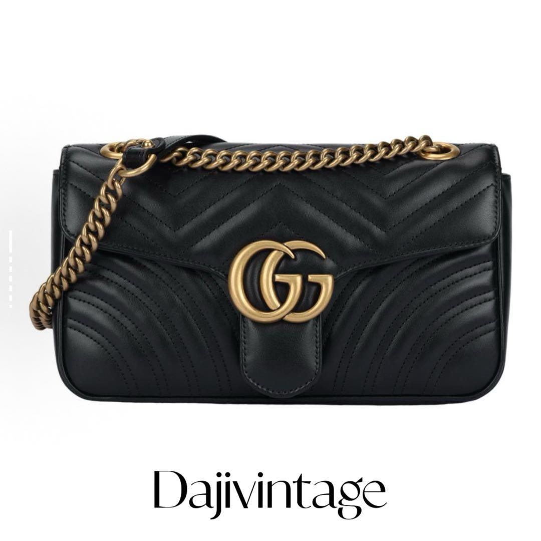 95新 GUCCI/古驰 大吉中古/Gucci古驰黑金马蒙26单肩包