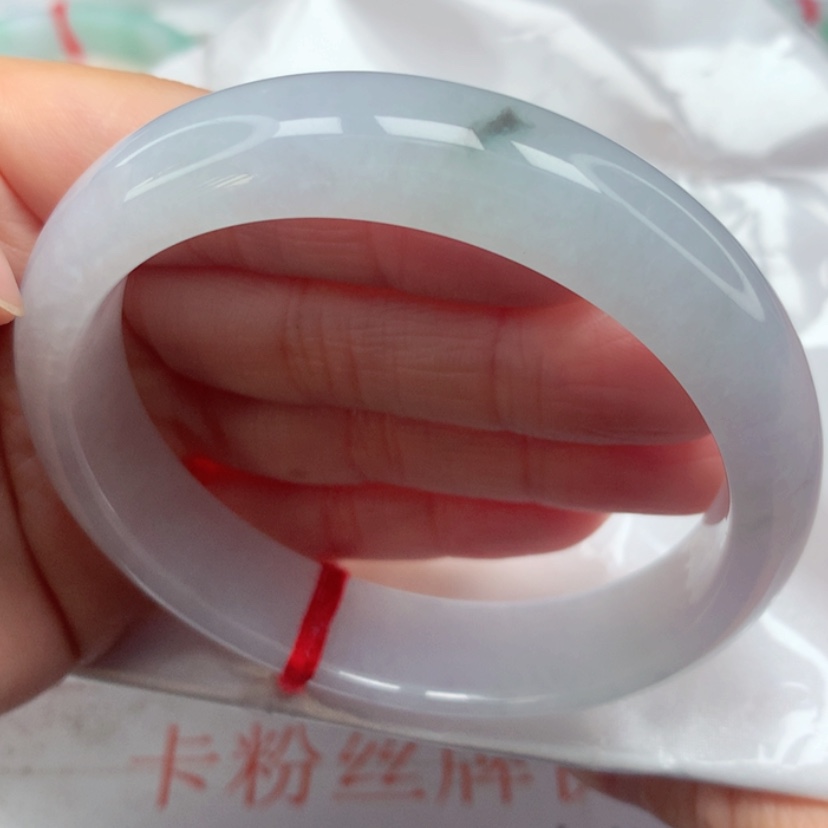 【闪购商品】翡翠手镯未镶嵌冰胶飘花宽版手镯6061圈19号