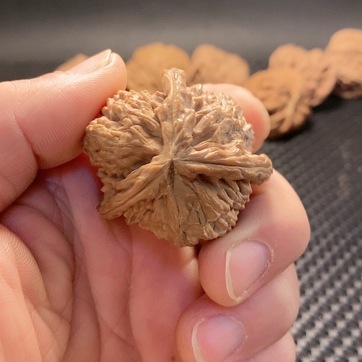 把件文玩核桃白师子三棱全品